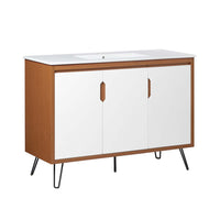 Modway Energize 48" Bathroom Vanity - Cherry/White-Mid-Century Modern Bathroom Vanity