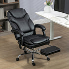 Vinsetto PU Leather Heated Massage Office Chair with Vibration - Black-Use massage with a wired remote control, and with the side pocket to store