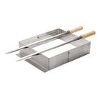 Tramontina Churrasco BBQ Stainless Steel Skewer and Grill Rack Set with Wood Handles-Brushed finish exterior
