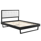 Modway Willow Wood Full Platform Bed with Angular Frame - Black/White-Assembly Required