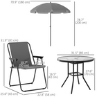 Outsunny Patio Dining Set with Umbrella - Folding Outdoor Patio Set - Grey-550 gsm fabric is more resistant to wear or tear