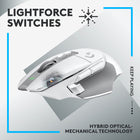 Logitech G502 X LIGHTSPEED Wireless Gaming Mouse - White-Lightforce switches: All-new hybrid optical-mechanical switch technology for incredible speed and reliability, as well as precise actuation with crisp response, for hours of performance gaming