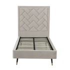 Manhattan Comfort Crosby 81.1" Modern Velvet Upholstered Twin-Size Bed - Greige-No Box Spring Needed! Solid Pine Wood Slats Included
