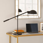 Hudson&Canal Dexter 23.25" Tall Boom Arm Table Lamp with Metal Shade - Blackened Bronze/Blackened Bronze-Handcrafted blackened bronze finish is applied to the novelty metal base