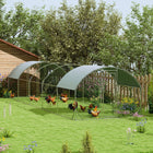 PawHut Galvanized Large Metal Chicken Coop Cage  - 9.2' × 31.2' × 6.5'-A spacious enclosure offers enough room for chickens, ducks, rabbits and more
