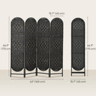 HOMCOM 4 Panel Arched Top Woven Freestanding Room Divider for Bedroom - Black-Folds down to a slim profile, making storage in tight spaces easy 
