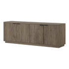 Hudson&Canal Mansfield TV Stand for TV's up to 78" - Antiqued Grey Oak-The top has a weight capacity of 75lbs, lower shelves can hold 25lbs each