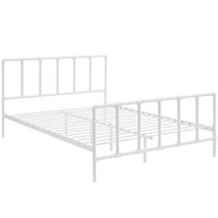 Modway Dower Stainless Steel Queen Bed - White-Industrial Pipe and Socket Design