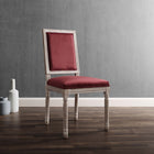 Modway Court French Vintage Performance Velvet Dining Side Chair - Natural/Maroon-Stain-Resistant Performance Velvet Upholstery