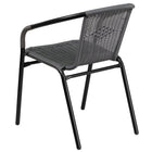 Flash Furniture 28" Round Glass Metal Table with Grey Rattan Edging & 2 Grey Rattan Stack Chairs-Decorative Grey Rattan Edge Band