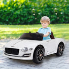 Aosom 12V Bentley GT Kids Electric Ride-On Car - White-Extra-wide tires, seat belt and damping rear wheel design for safe and smooth driving 