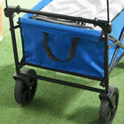Outsunny Outdoor Collapsible Wagon with Removable Canopy-Four wheels, two of which rotate around fully, to move the cart around on sand and solid ground