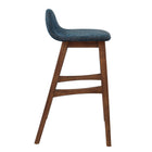 Modway Juno Wood Bar Stool - Navy Fabric - Set of 2-Footrests & Side Supports
