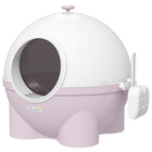 PawHut Large Enclosed Cat Litter Box with Lid - Pink-Enclosed design eliminates odours and provides privacy for your cat 