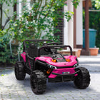 Qaba 12V Kids Ride On Car w/ Remote Control, Spring Suspension - Pink-Suitable for grass, cement, asphalt, brick and gravel roads 