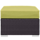 Modway Convene Outdoor Patio Fabric Square Ottoman - Espresso/Peridot-Water & UV Resistant