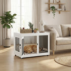 PawHut 37" L Pet Crate End Table with Water-Resistant Cushion and Double-Door - White-Strong load-bearing on top for heavy-duty structural support 
