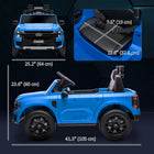 Qaba Ford Ranger Licensed 12V Ride on Car with Rear Storage - Blue-Features both remote control and manual driving options 