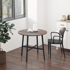 HOMCOM 31.5" Round Industrial Dining Table for 4 - Rustic Brown-Powder coated steel frame for a strong base