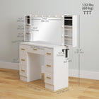 HOMCOM Makeup Vanity Desk with Mirror - 39.4" L x 15.7" W x 53.9" H - White-Six hidden sliding storage shelves keeps your makeup and jewelry organized 