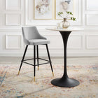 Modway Adorn Performance Velvet Bar Stool - Light Gray-Performance Velvet Polyester Upholstery