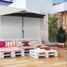 Outsunny Half-Round Patio Umbrella with Crank and 5 Ribs - 9' - Black-Superior Strength and durability with powder-coated steel frame