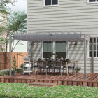 Outsunny 12.8 ft W x 9.7 ft L Outdoor Louvered Pergola with Retractable Roof - Grey-135° louvred roof shields the gazebo area from sun and UV exposure