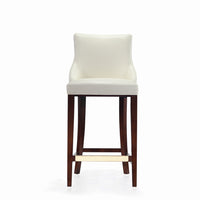 Manhattan Comfort Shubert 22.64" Modern Leatherette Upholstered Barstool - Ivory-Modern Barstool with Backseat Perfect for Bar and Kitchen Use