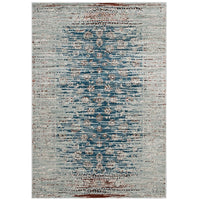 Modway Hesper Distressed Contemporary Floral Lattice Area Rug - 5 ft W x 8 ft L - Teal Beige/Brown-Distressed Contemporary Floral Lattice Area Rug