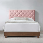 Modway Rhiannon Diamond Tufted Upholstered Performance Velvet Queen Bed - Walnut Dusty Rose-Box Spring Required