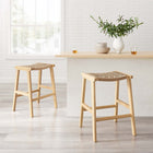 Modway Saoirse Woven Rope Wood Counter Stool - Natural Natural - Set of 2-Footrest and Side Supports
