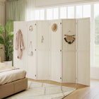 HOMCOM 6-Panel Freestanding Room Divider with Pegboard Panel for Indoor Bedroom Office - White-15 metal hinges for stability and smooth extending and retracting 
