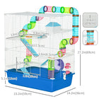 PawHut 23" Large Hamster Cage 5-Level with Tunnel Tube System - Blue-Steel wire for good ventilation and two top handles for easy grip