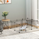 PawHut 14" H 16-Panel Pet Playpen with Door-Modular animal box 