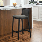 Modway Monarch Wood and Rattan Counter Stool - Black Black Gray-Dense Foam Padding