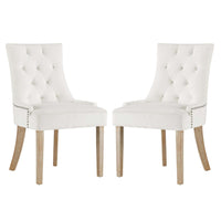 Modway Pose Performance Velvet Dining Chair - Ivory - 2 Pack-Modern Accent Chair