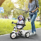 Qaba 6-in-1 Kids Tricycle with Removable Handlebar and Canopy - White-Canopy: 19.7" L x 15.4" W (50L x 39W cm) 