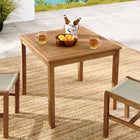 Modway Vienna 34" Square Outdoor Patio Teak Wood Dining Table - Natural-Slatted Top