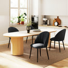 HOMCOM Dining Chairs with Metal Legs for Kitchen - Black - Set of 4-Velvet-feel linen-look fabric offers comfort for extended sitting