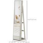 HOMCOM Mirror Jewelry Cabinet - 15" L x 15" W x 61.75" H - White-Secure lockable design to protect your precious jewelry 