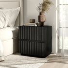 Hudson&Canal Jaylen Rectangular Fluted Nightstand - 24" W - Black Grain-Nightstand is made of high-quality and durable MDF materials