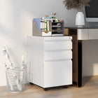 Vinsetto Steel Letter/A4/Legal Filing Cabinet with Hanging Bar - White-Doubles as a convenient printer table
