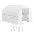 Outsunny Portable Walk-In Tunnel Greenhouse - 11.5' x 6.6' x 6.6'- Galvanized steel tube frame offers greenhouse large stability and support  