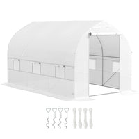 Outsunny Portable Walk-In Tunnel Greenhouse - 11.5' x 6.6' x 6.6'- Galvanized steel tube frame offers greenhouse large stability and support  