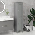 Kleankin Tall Bathroom Storage Cabinet with Adjustable Shelves - Grey-Slim, compact design is space-saving, ideal for limited space