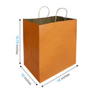 Reliabag Paper Bags - Twist Handles - 14" W x 10" D x 15.75" H - Orange - 50 Pack-Re-enforced Twisted Twine Handles