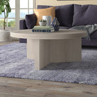 Hudson&Canal Holm 36"W Round Coffee Table - Alder White-Product Dimensions: 36" L x 36" W x 15" H