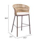 Zuo Freycinet Barstool - Natural - Set of 2-3 year limited warranty