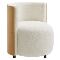 Modway Solis Boucle Accent Chair - Natural/Ivory-Bentwood with Veneer Finish
