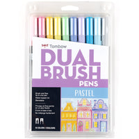 Tombow Dual Brush Pen, Pastel, 10/Pack-"Pastel" colour 10 pcs assortment set in plastic case
